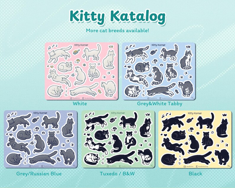 Kitty Korner Sticker Sheet: White Cat Stickers for Stationery Decor - Etsy