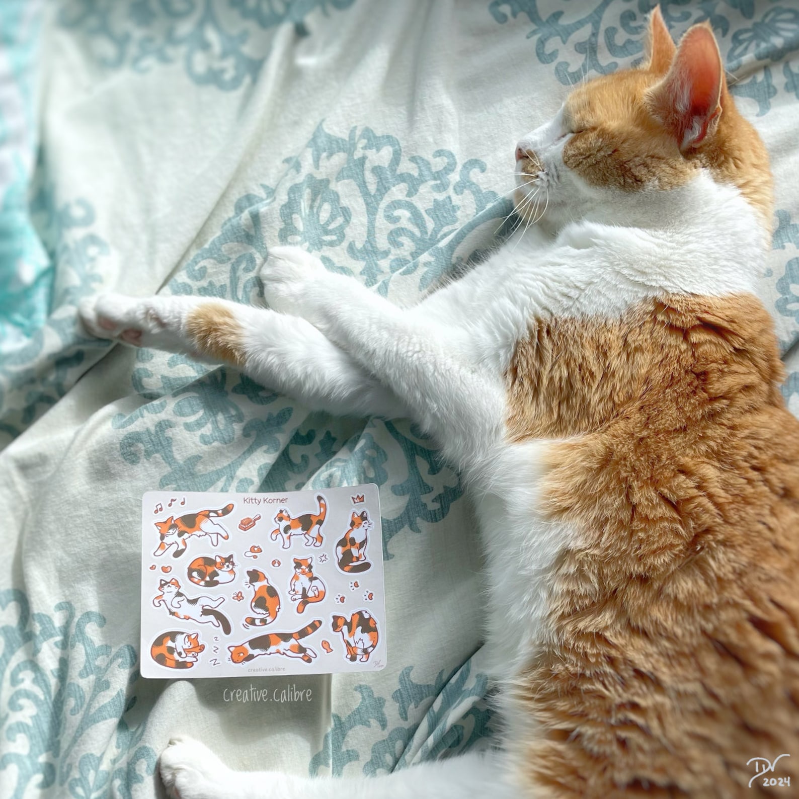 Kitty Korner Sticker Sheet: Calico Cat Stickers for Stationery Decor - Etsy