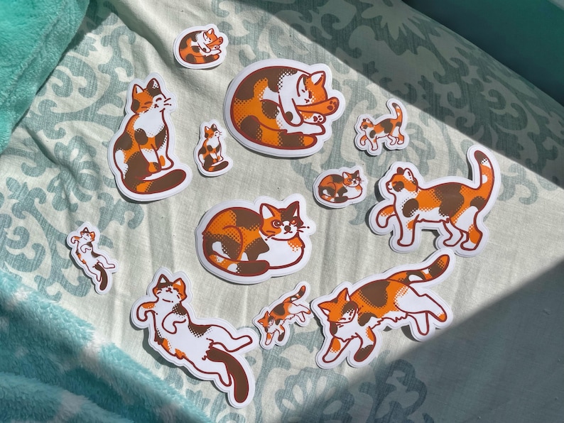 Kitty Korner Sticker Pack: Calico Cat Waterproof Vinyl Stickers - Etsy