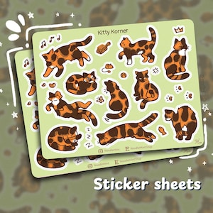 Kitty Korner Sticker Sheet: Tortoiseshell Cat Stickers for Stationery ...