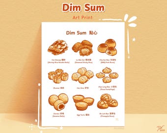 Dim Sum Art Print: Cantonese Food Illustration (8x10)