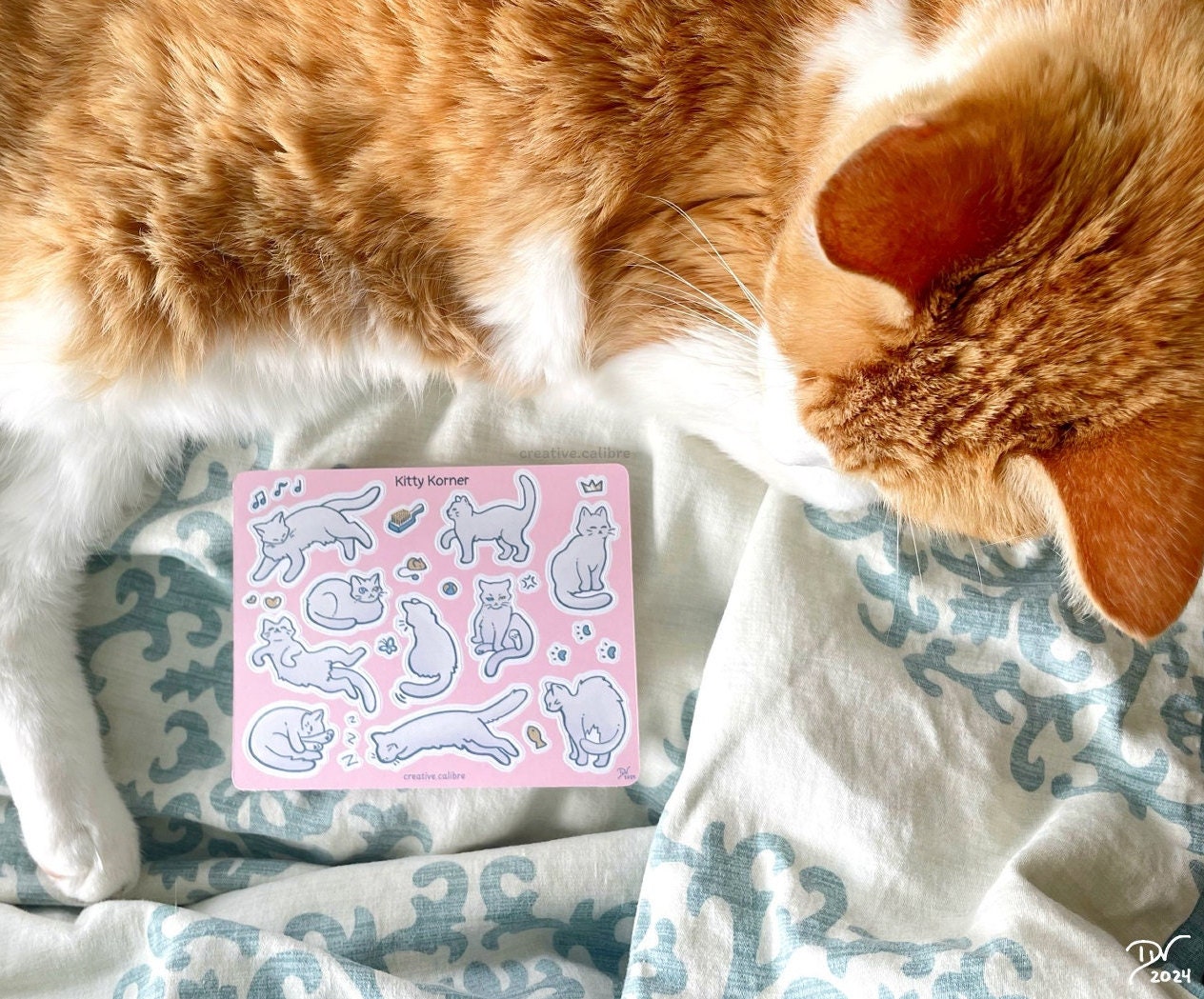 Kitty Korner Sticker Sheet: White Cat Stickers for Stationery Decor - Etsy
