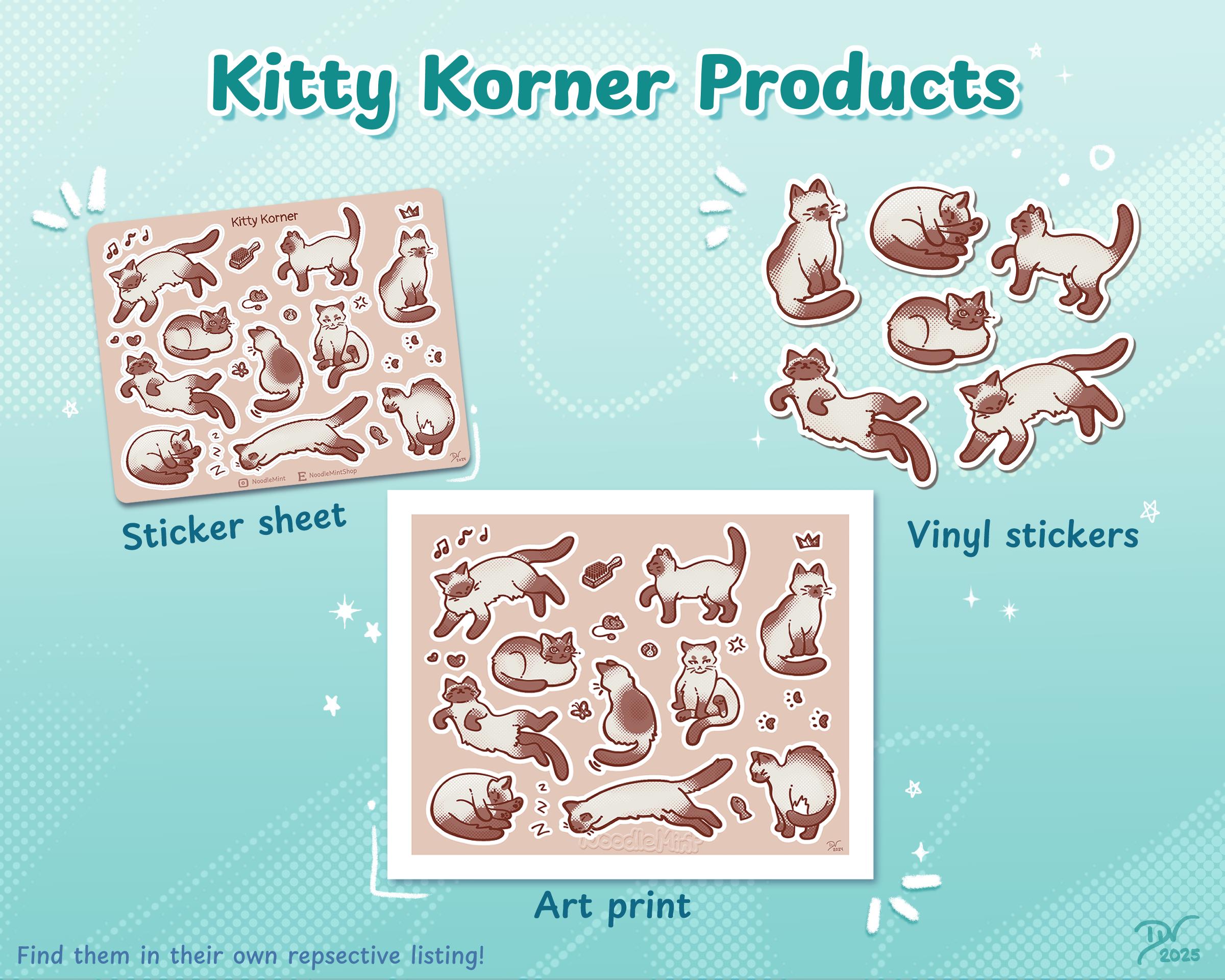 Kitty Korner Sticker Sheet: Siamese Cat Stickers for Stationery Decor ...