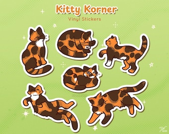 Kitty Korner Sticker Pack: Tortoiseshell Cat Waterproof Vinyl Stickers