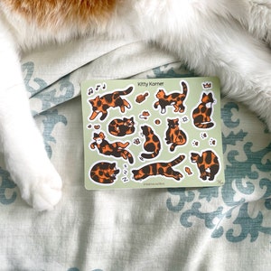 Kitty Korner Sticker Sheet: Tortoiseshell Cat Stickers for Stationery ...