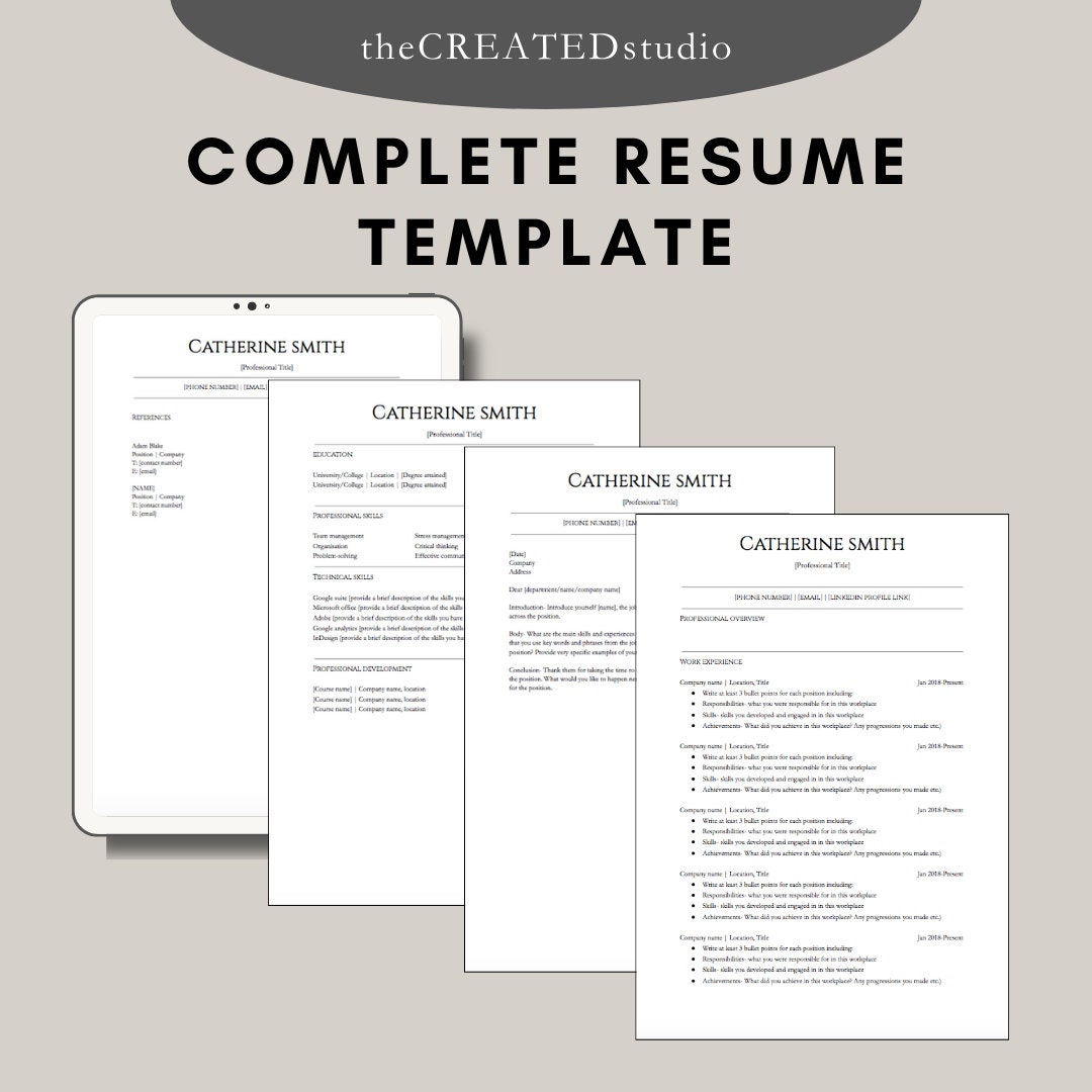 Professional Resume Template Minimalist Resume CV Template - Etsy