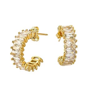 Radiant Crystal Sterling Silver Mini Hoops