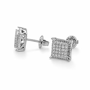 clous d'oreilles carrés en moissanite | Boucles d'oreilles en argent