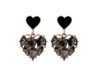 Black Heart Drop Earrings