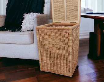 Large wicker laundry basket with lid, Wicker Laundry Hamper, wicker washing basket, rattan laundry basket, Wicker storage basket