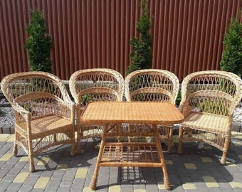 Wicker Outdoor Furniture For Patio, Wicker Chairs & Wicker Table, Porch Chair Set, Garden Table and   Chair, Rattan Chairs, Outdoor Set