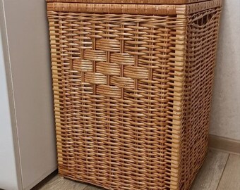 Wicker Laundry Hamper, Large wicker laundry basket with lid, wicker washing basket, rattan laundry basket, wicker storage basket