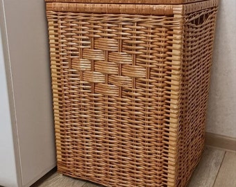 Grote rieten wasmand met klapdeksel, opberger voor kleding, opberger kinderspeelkamer