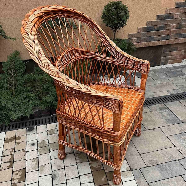 Wicker Outdoor Chair, Wicker Patio Chairs, Wicker Vine Armchair For Garden, Stylish Wicker Outdoor Chair, Wicker Outdoor Furniture