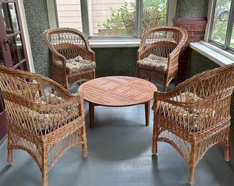 Patio Furniture Wicker Armchairs, Outdoor Rattan Chair, Garden Lounge Chair, Boho Porch Seating, Backyard Furniture, House Warming