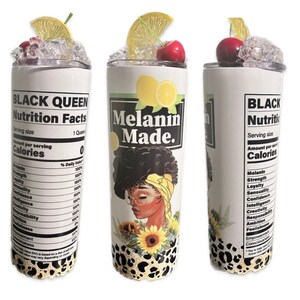 20oz Melanin Made Custom Tumbler with Decorative Ice Lid