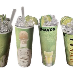 20oz Patron Custom Tumbler with Decorative Ice Lid