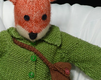 Hand knitted fox
