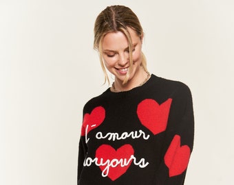 Heart Print Oversized Sweater