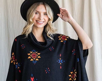 Aztec Print Poncho