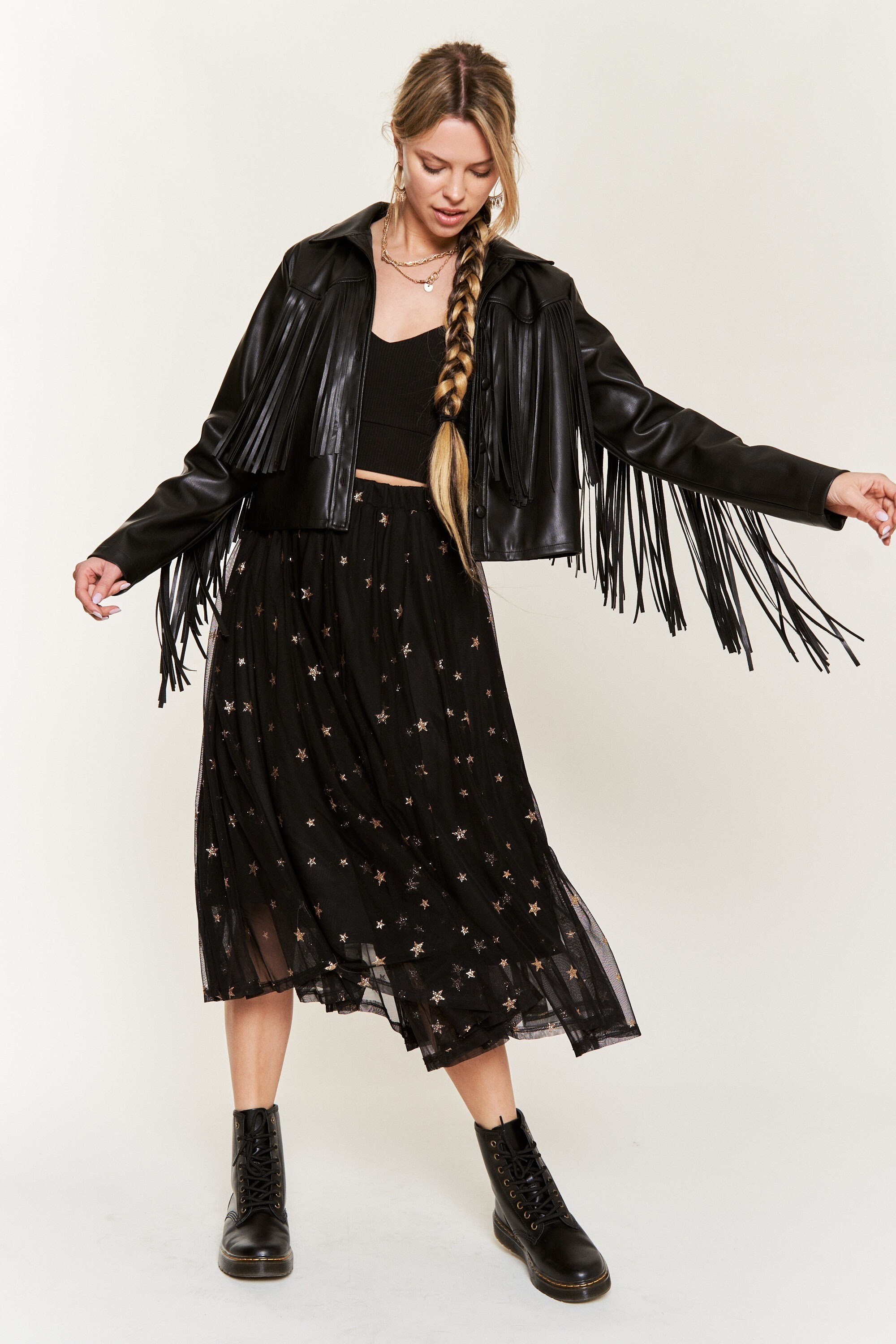 Nocturne Fringe Detail Faux Leather Jacket | Nordstrom