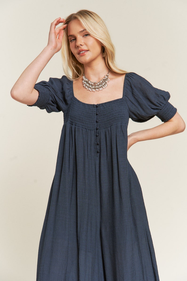 Smocked Neck Wide Leg Jumpsuit image 3