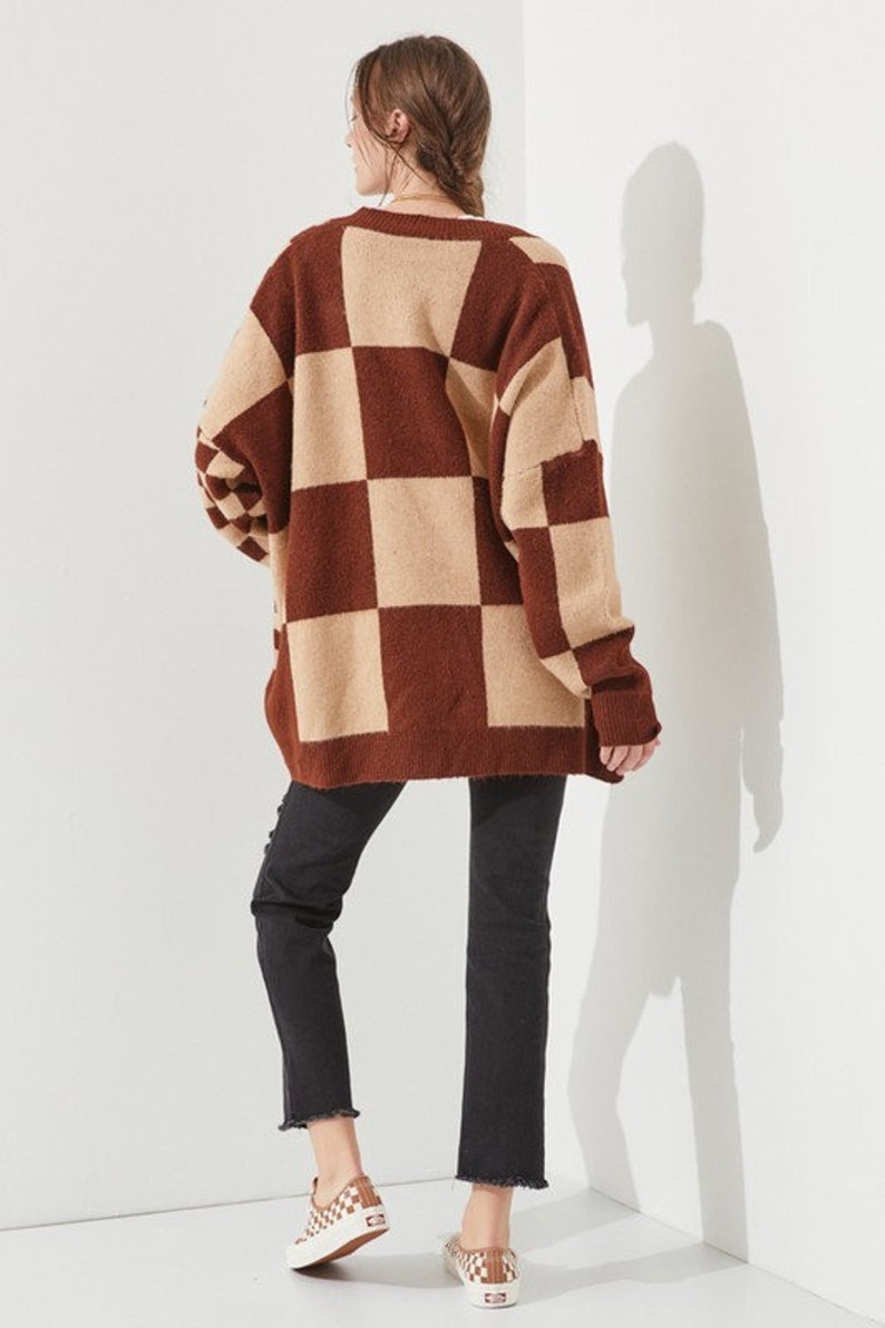 Checkered Oversized Cardigan image 3