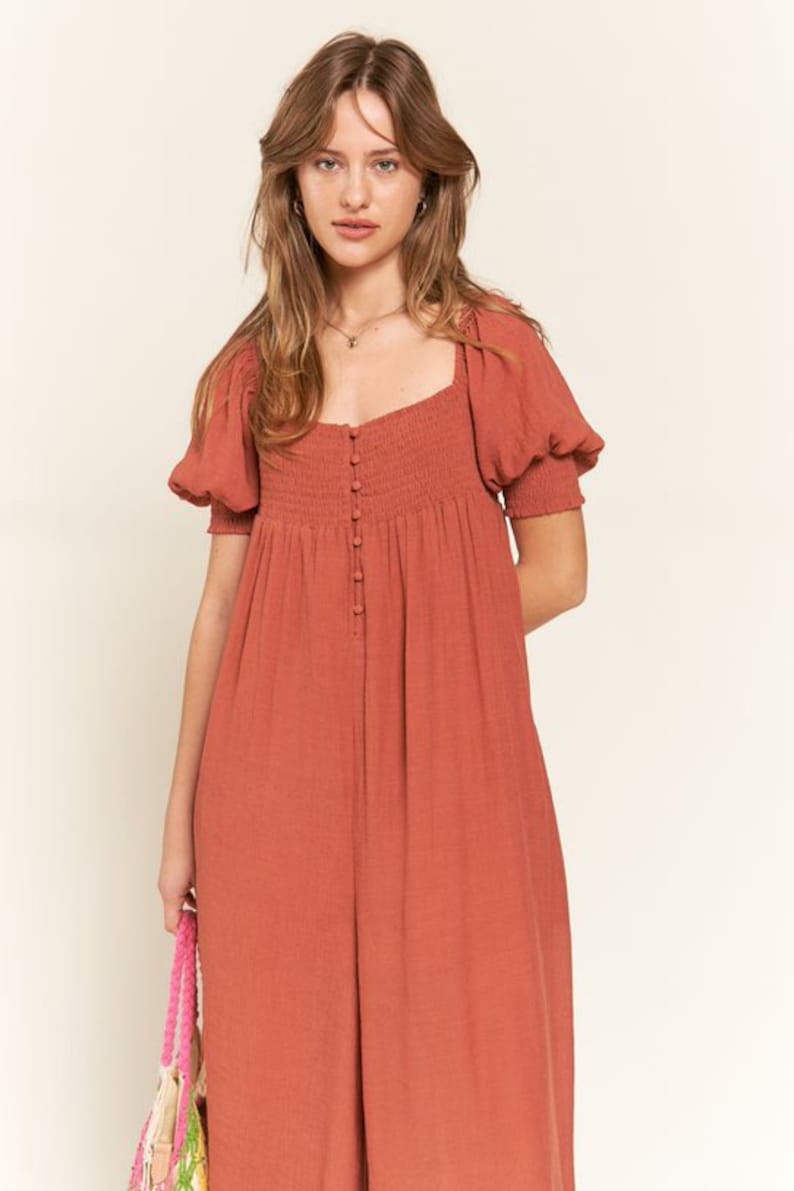 Smocked Neck Wide Leg Jumpsuit image 10