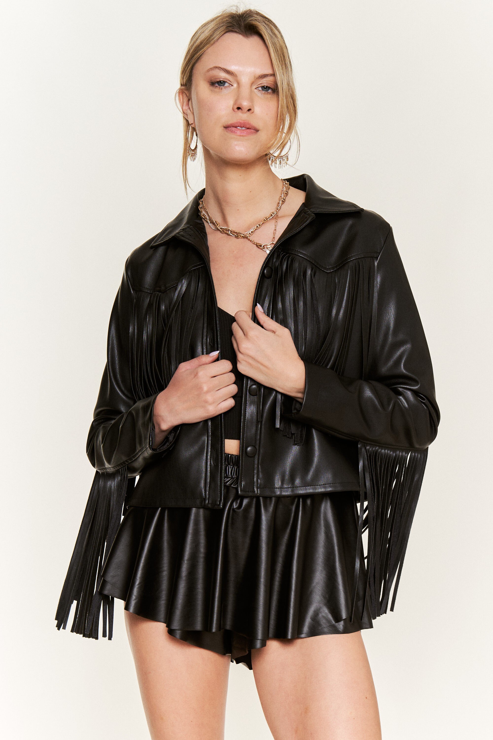 Faux Leather Fringe Jacket - Etsy