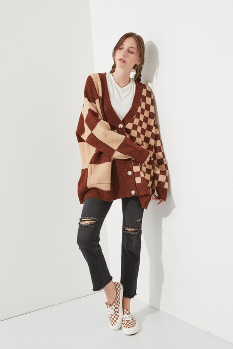 Checkered Oversized Cardigan image 6