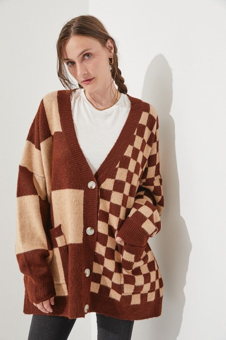 Checkered Oversized Cardigan image 1