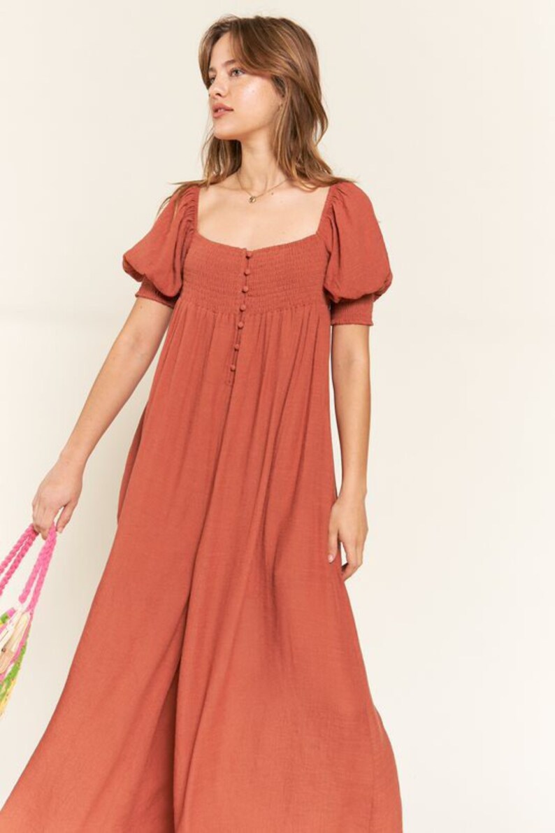 Smocked Neck Wide Leg Jumpsuit image 8