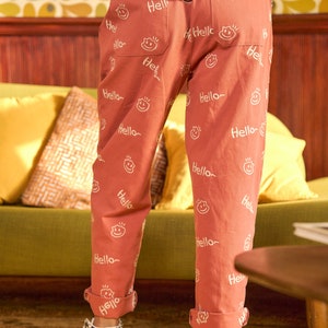 Smiley face pattern baggy causal pants