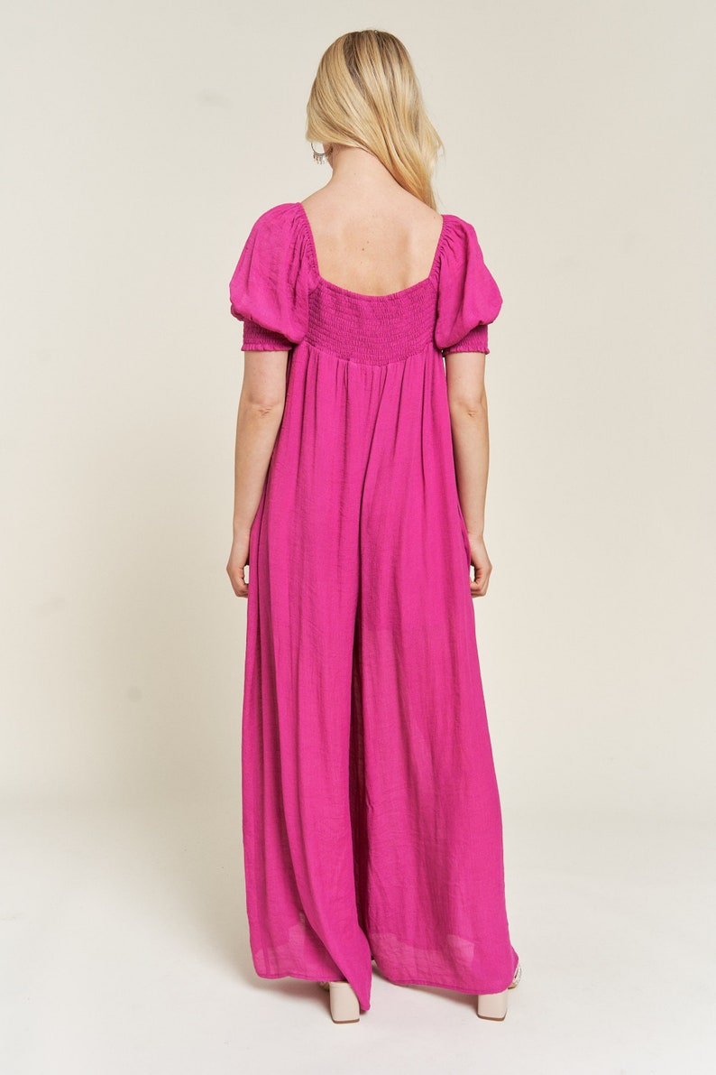 Smocked Neck Wide Leg Jumpsuit image 7