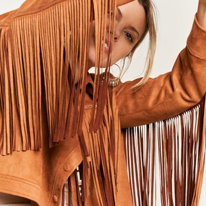 Suede Studded Fringe Jacket - Plus main image 0