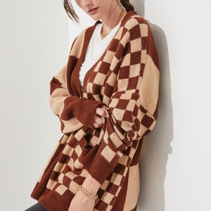 Checkered Oversized Cardigan image 5