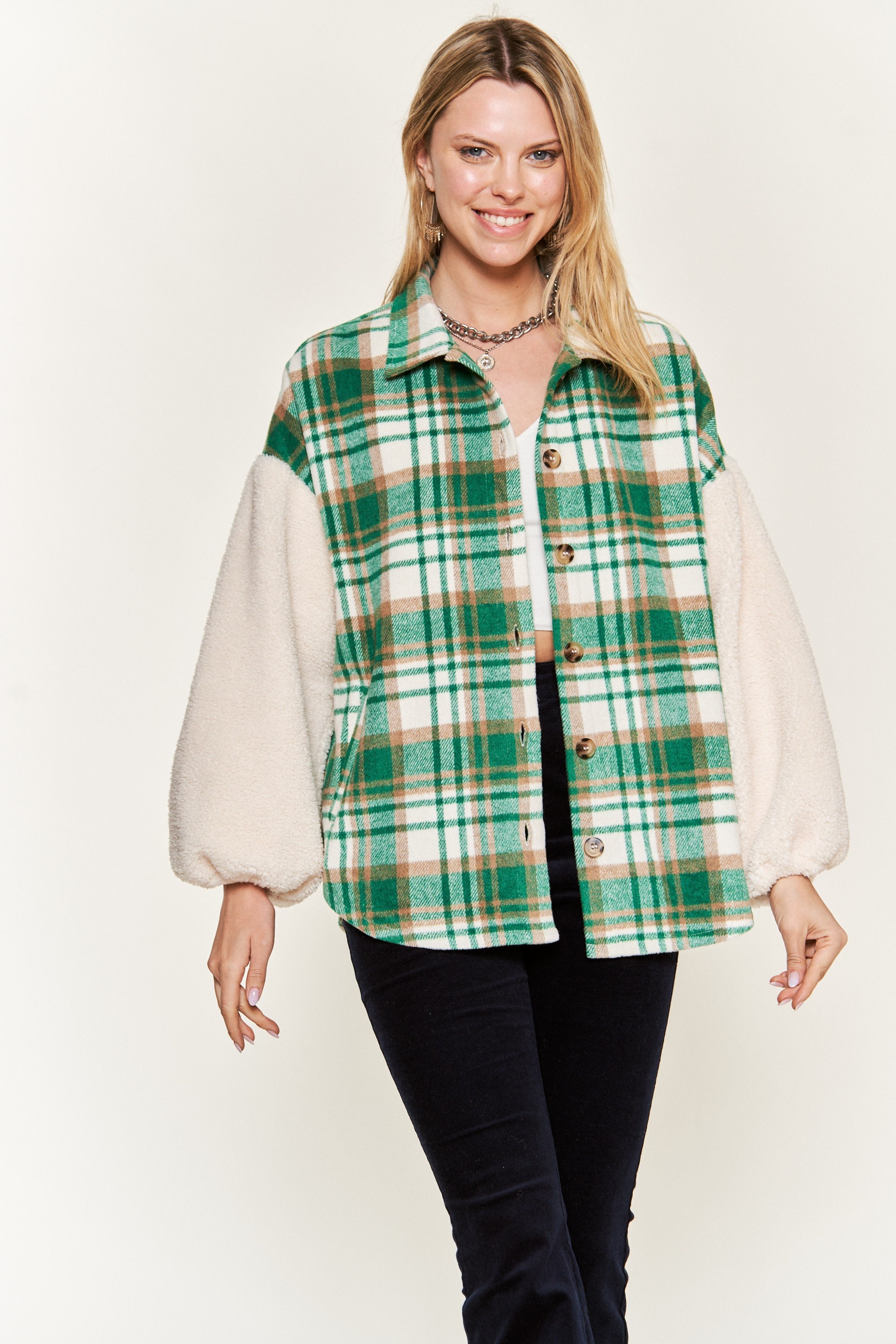 Plaid fuzzy jacket online