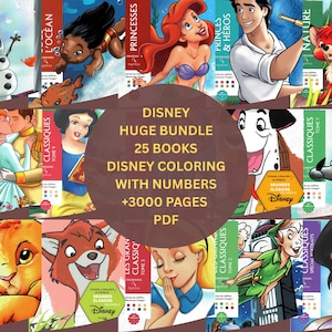 25 Digitale Disney Malbücher Mystery Malbuch Kombi Angebot, beinhaltet 25 Bücher mit je 100 Seiten zum Ausmalen 3000 Seite