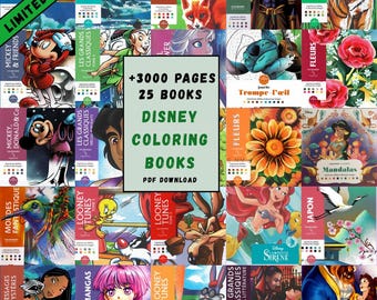 Disney Coloring Book Bundle, 25 Books, 3000+ Pages (Printable PDF)