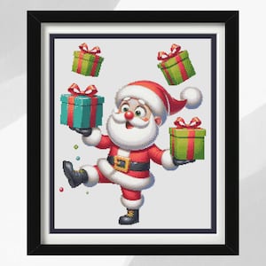 Christmas Cross Stitch Pattern, Slippery Santa, Instant PDF Download, Santa Clause Pattern, Christmas Design, Great Personal Gift