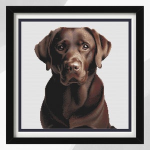 Labrador Cross Stitch Pattern, Chocolate Labrador Dog Portrait Design, Instant PDF Download, Chocolate Labrador, Pattern Keeper Compatible