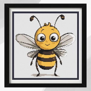 Bee Cross Stitch Design Pattern, Rupert the Bee, Instant PDF Download, Insect Pattern, Great Personal Gift Idea, Cute Bee, Nursery Decor