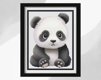 Panda Cross Stitch Pattern, Baby Panda Design, Baby Animals Collection, Instant PDF Download, Cute Panda Pattern, Gift Idea, Nursery Decor
