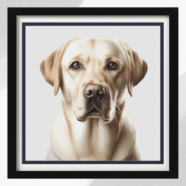 Labrador Cross Stitch Pattern, Yellow Labrador Dog Portrait, Calm and Attentive Dog Design, Instant PDF Download, Great Personal Gift