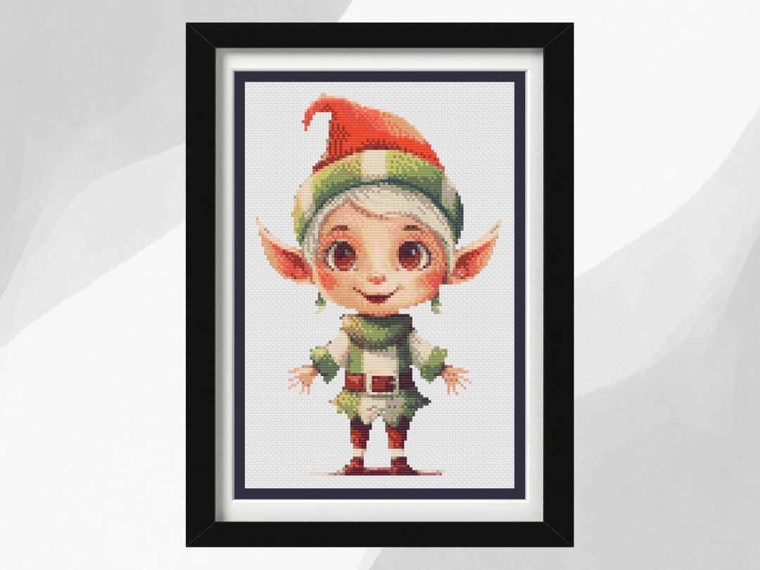 Christmas Elf Cross Stitch Pattern, Christmas Elf Design, Instant PDF