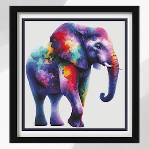 Elephant Cross Stitch Pattern, Watercolour Elephant Design, Instant PDF Download, Watercolor Cross Stitch Pattern, Elephant Design, Gifts