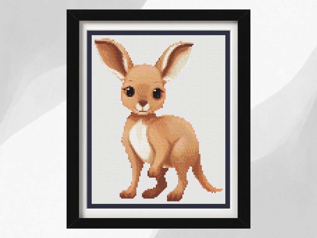 Kangaroo Cross Stitch Pattern, Baby Kangaroo Design, Baby Animals