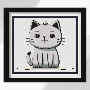 Cat Cross Stitch Design Pattern, Kitty Cat, Instant PDF Download, Animal Cross Stitch Pattern, Cat Design, Beginners, Kids, Great Gift Ideas