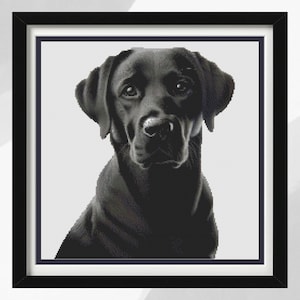 Labrador Cross Stitch Pattern, Black Labrador Retriever Dog Portrait, Instant PDF Download, Black Labrador Design, Dog Lover Gift Idea