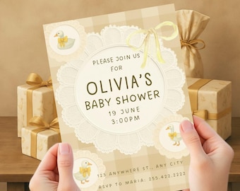 EDITABLE Goose/ Geese Themed Invitation/ Lace, Dainty Party Invitation